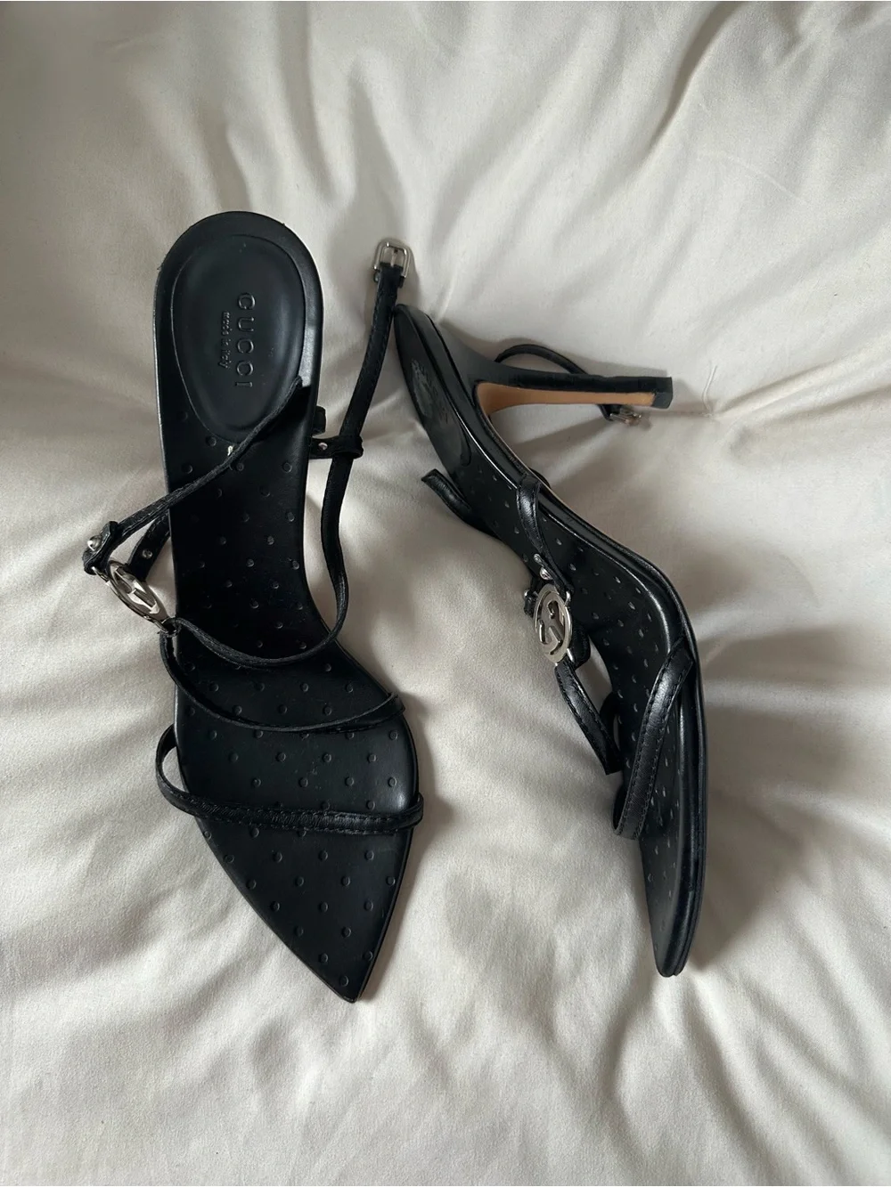 Vintage Gucci Strappy Logo Heels - Picture 2 of 7